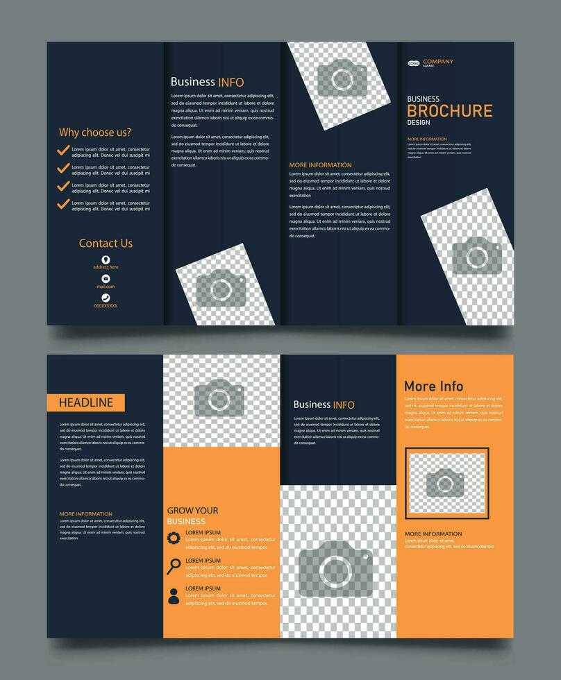 4 fold brochure design. foldable professional corporate brochure, flyer, magazine design. vector