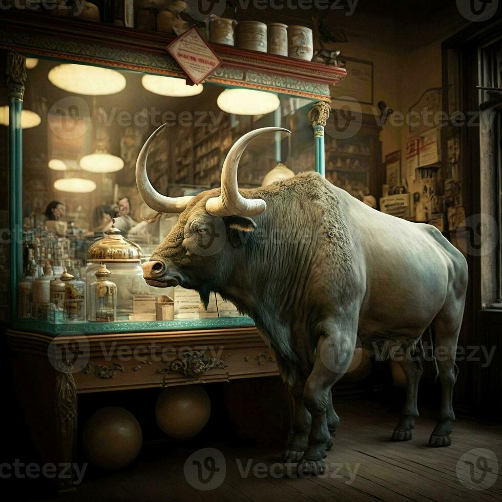 AI Generated Chaos Bull in a China Shop photo