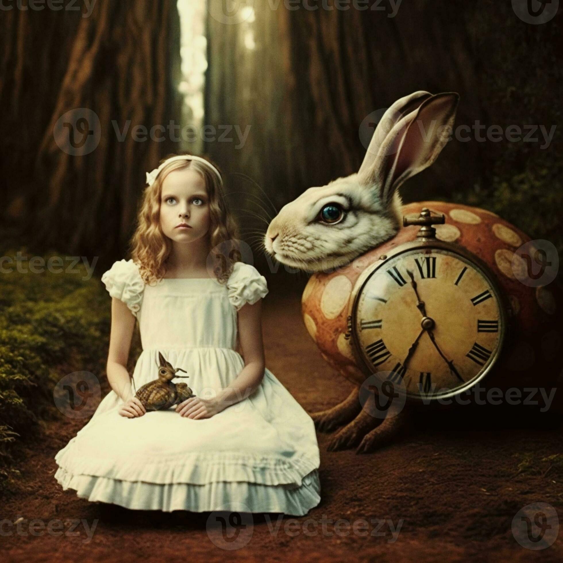 AI Generated Wonderland Alice and the White Rabbit 32431771