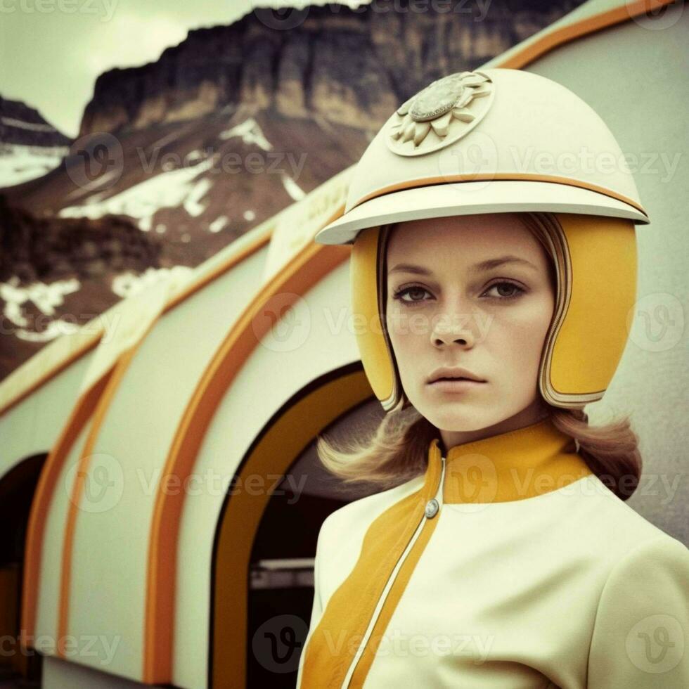 Retro Futuristic Cityscape 70s Style AI Generated Architectural Masterpiece photo