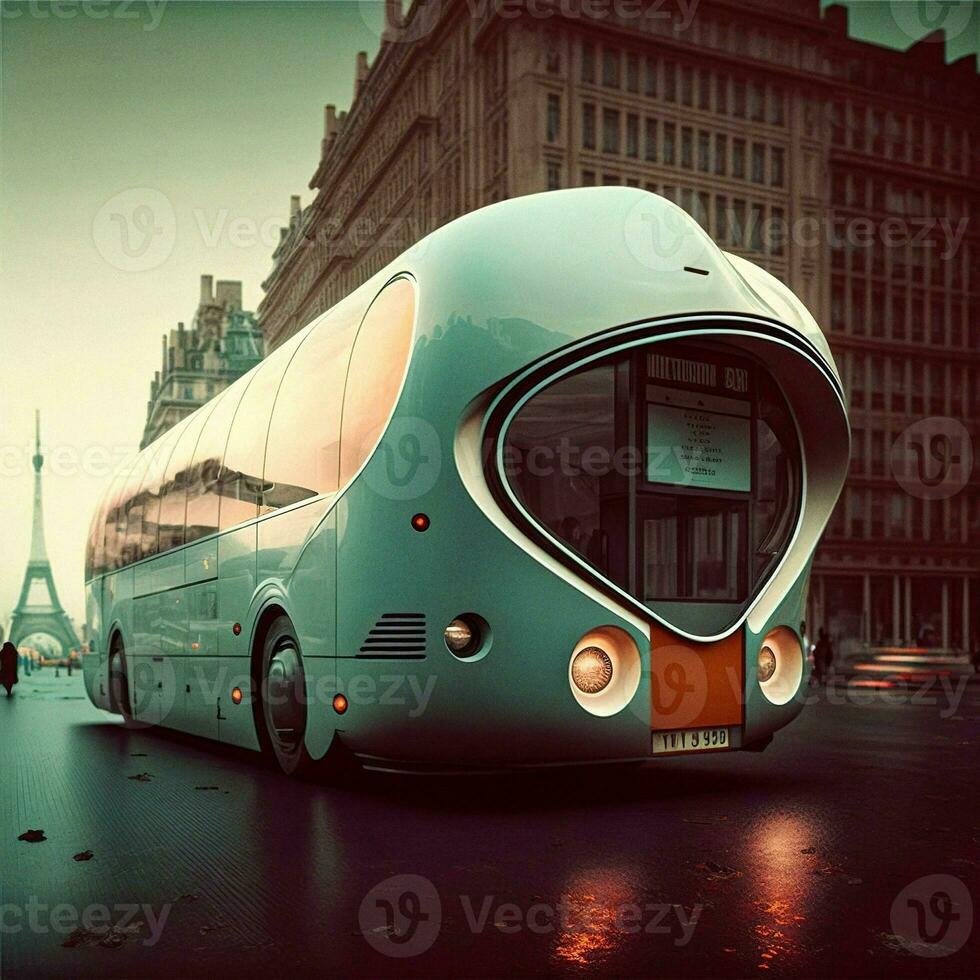 Futuristic London Bus AI Generated Urban Transport photo