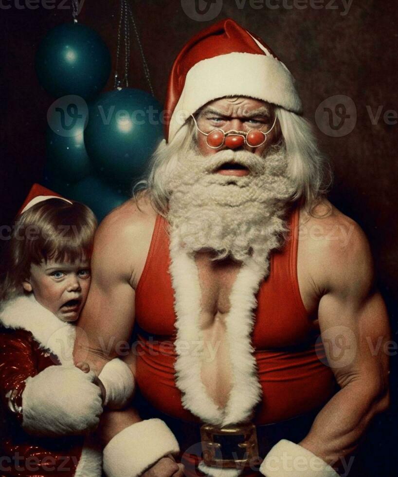 Muscled Santa Unsettling Encounter   generative ai photo