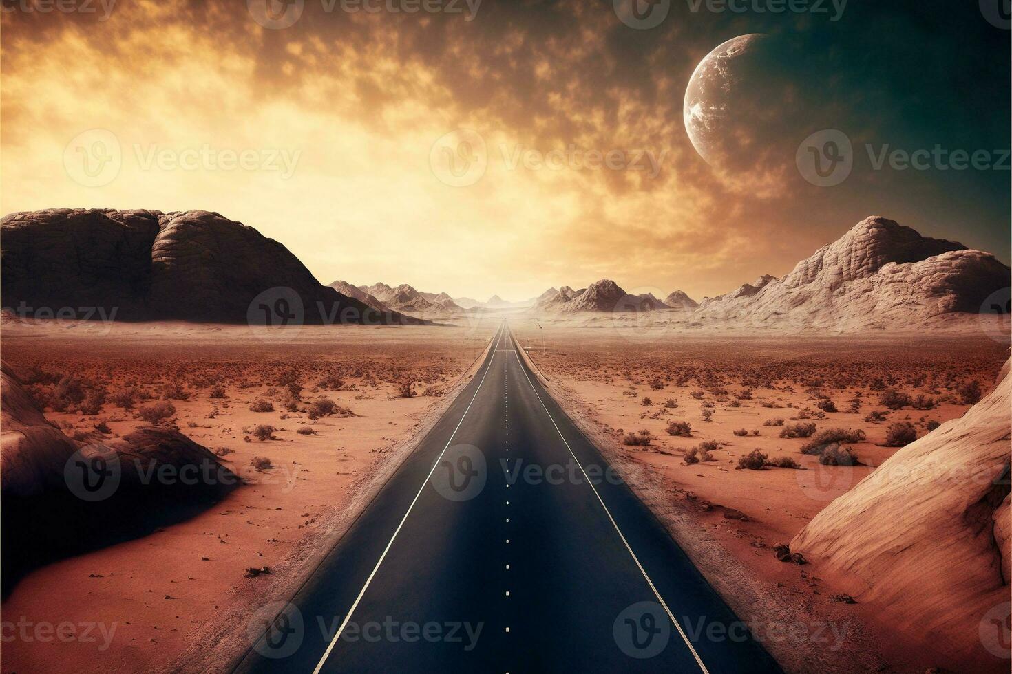 AI Dreams Martian highway photo