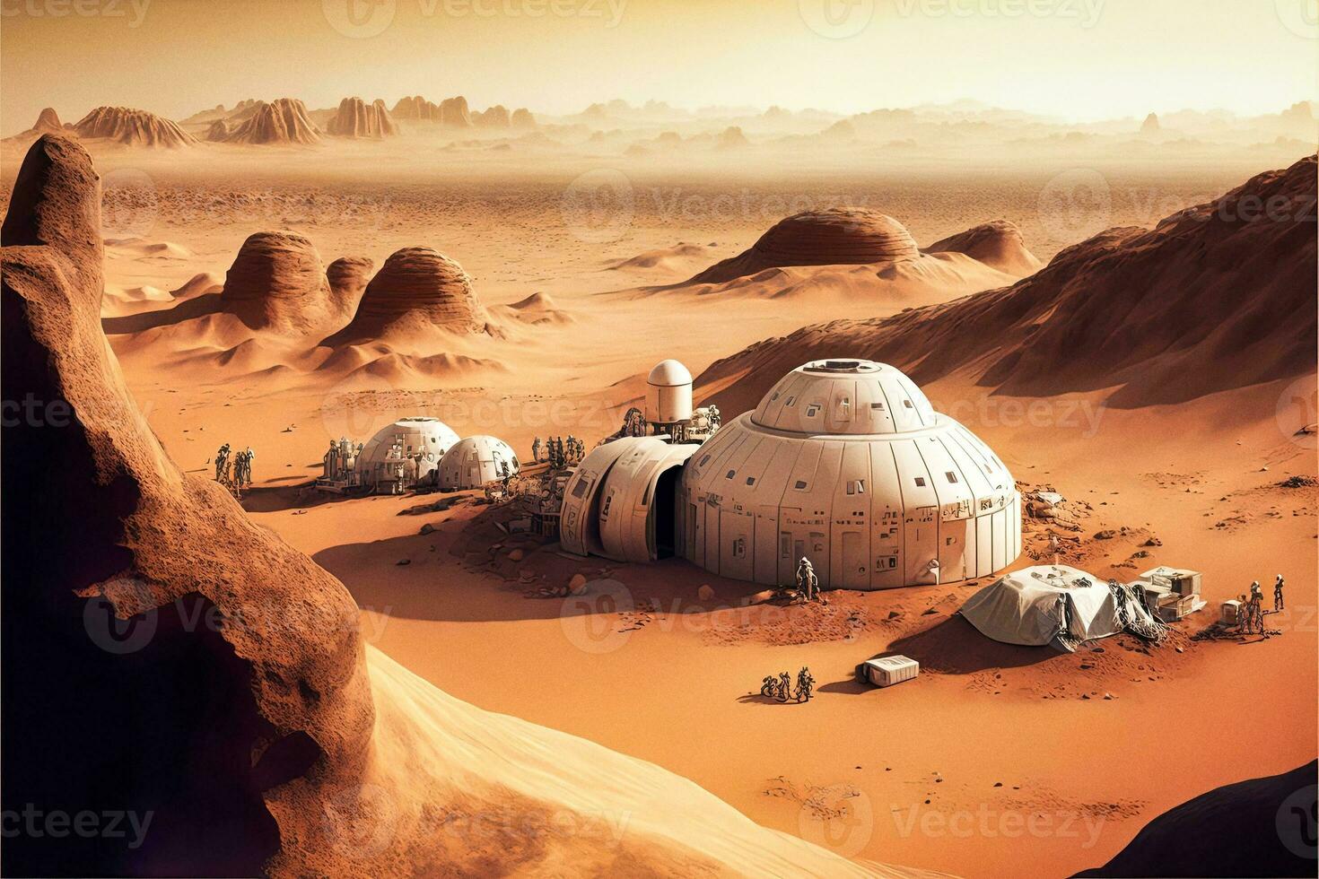 Mars Human Colony   AI Generated Illustration photo