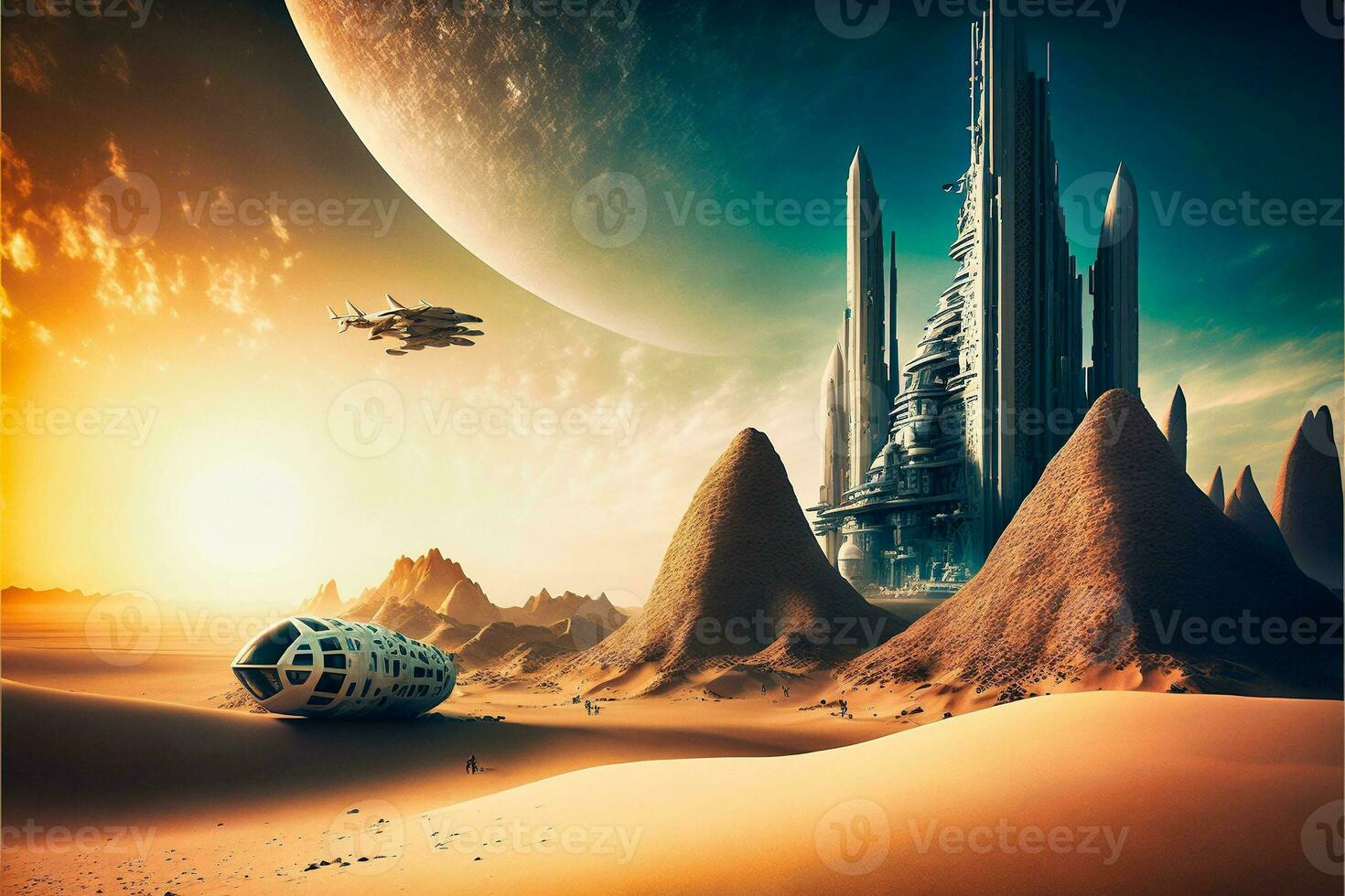 Futuristic City on Mars   generative ai photo