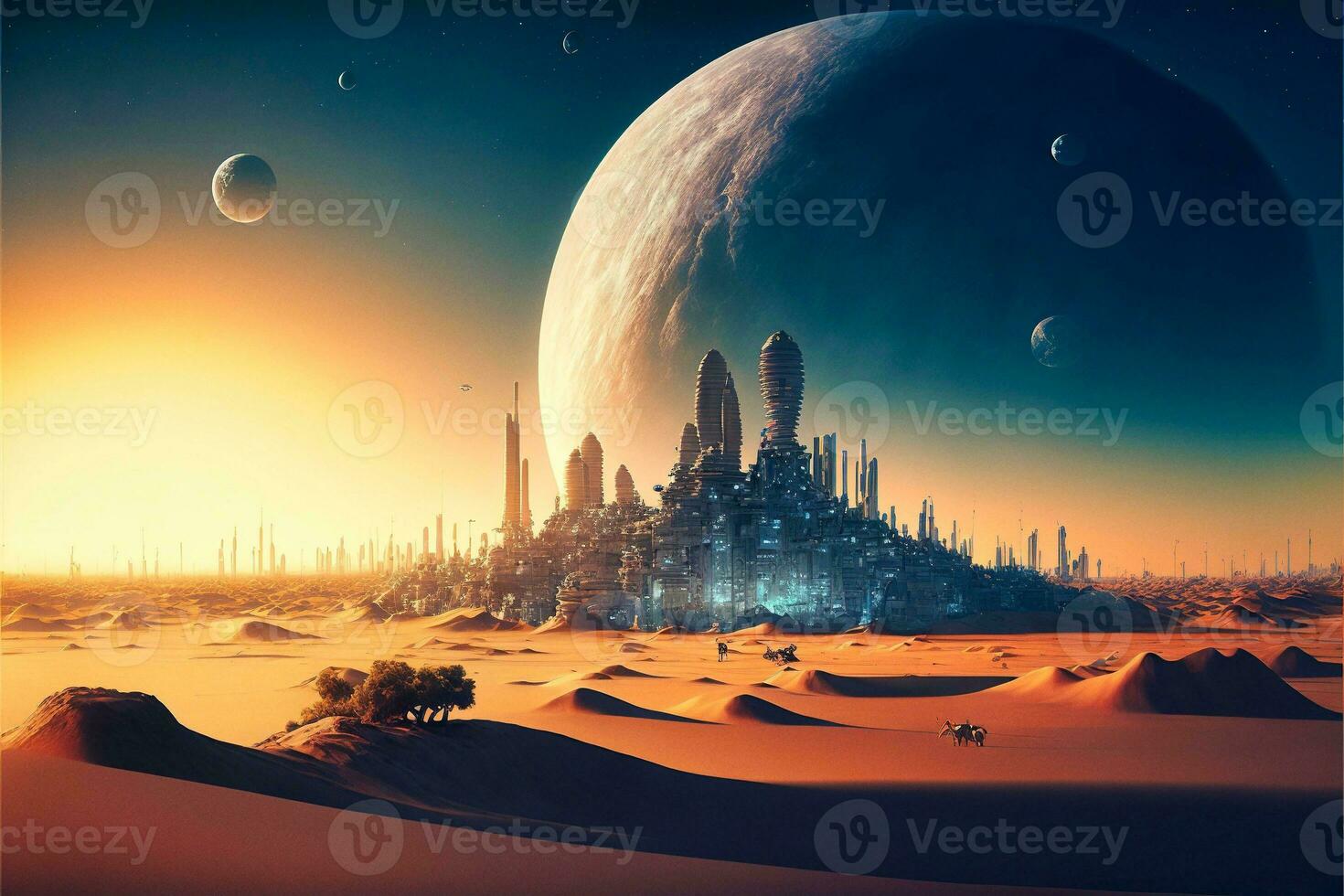 Futuristic City on Mars   generative ai photo