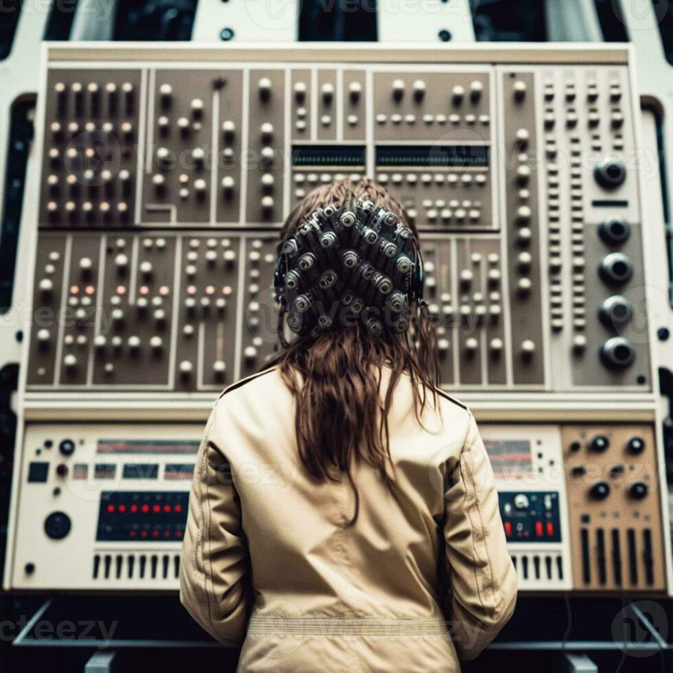 Synth Siren A Futuristic Ode to AI Harmony   Great modular synth   generative ai photo