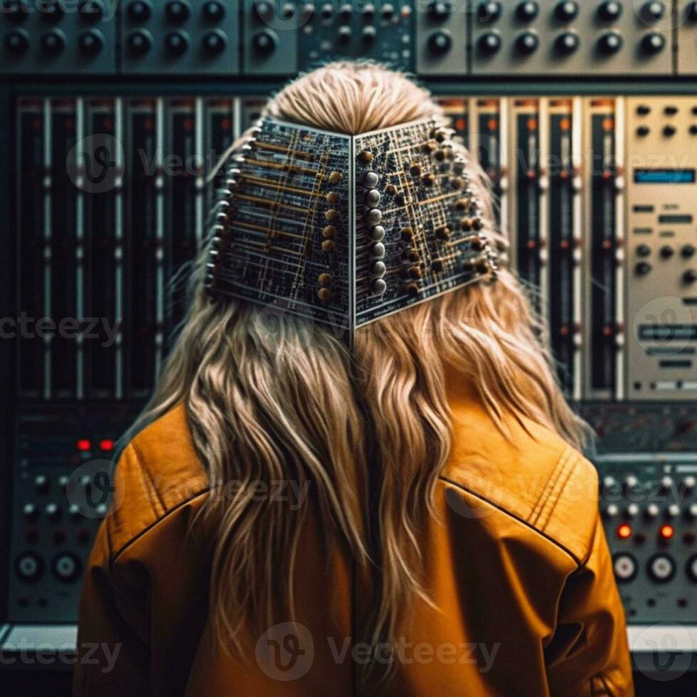 Synth Siren A Futuristic Ode to AI Harmony   Great modular synth   generative ai photo