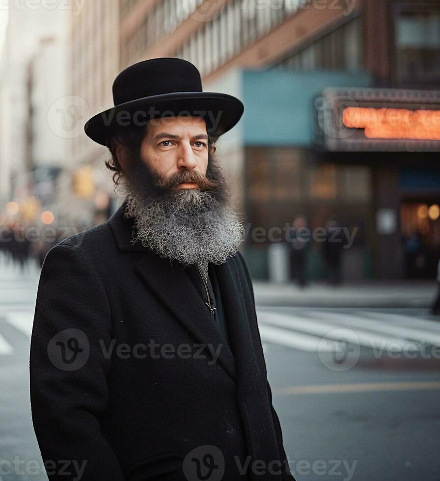 un hasídico judío en Amsterdam generativo ai foto