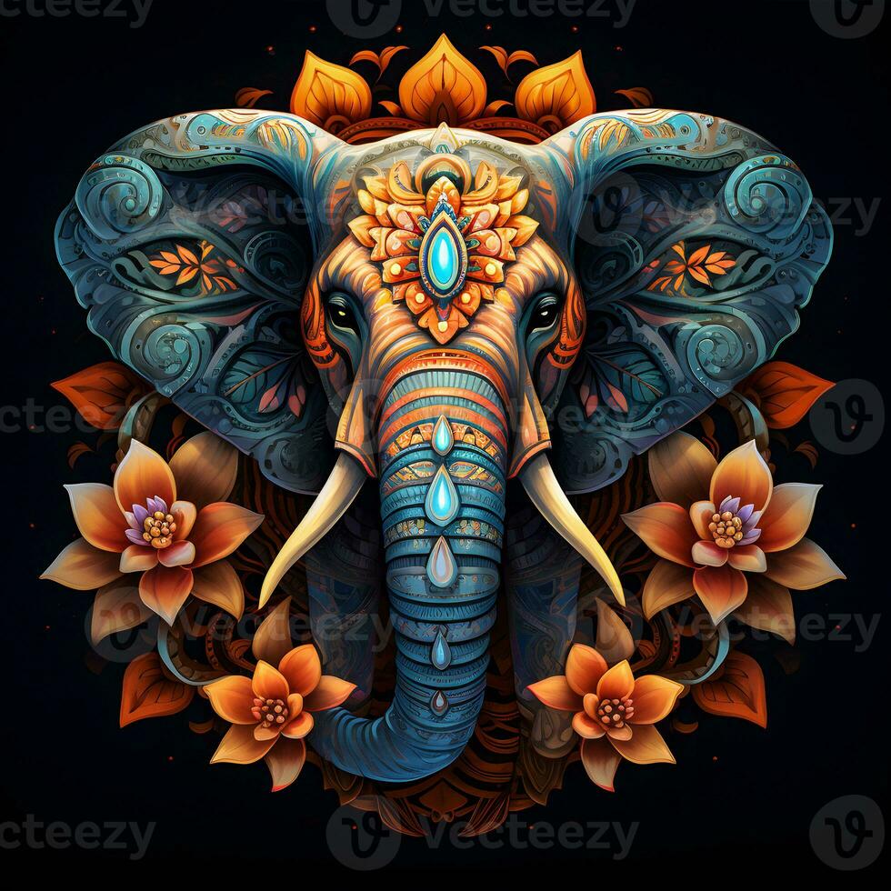 Enchanting AI Generated Elephant Mandala photo