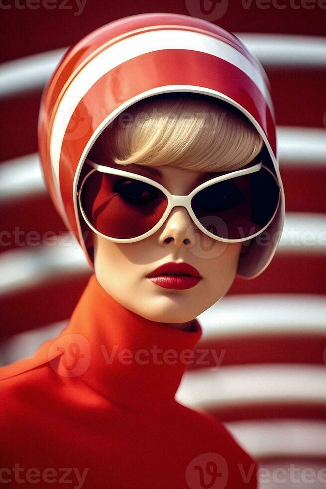 Elegant AI Styled Woman Red  White Fashion photo