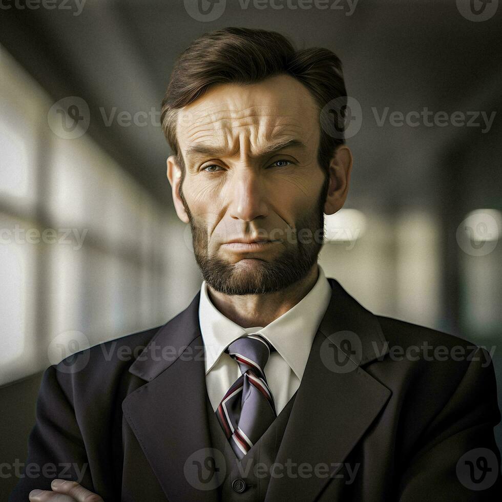 Contemporary Portrayal Abraham Lincoln in Modern Attire   generativa ai photo