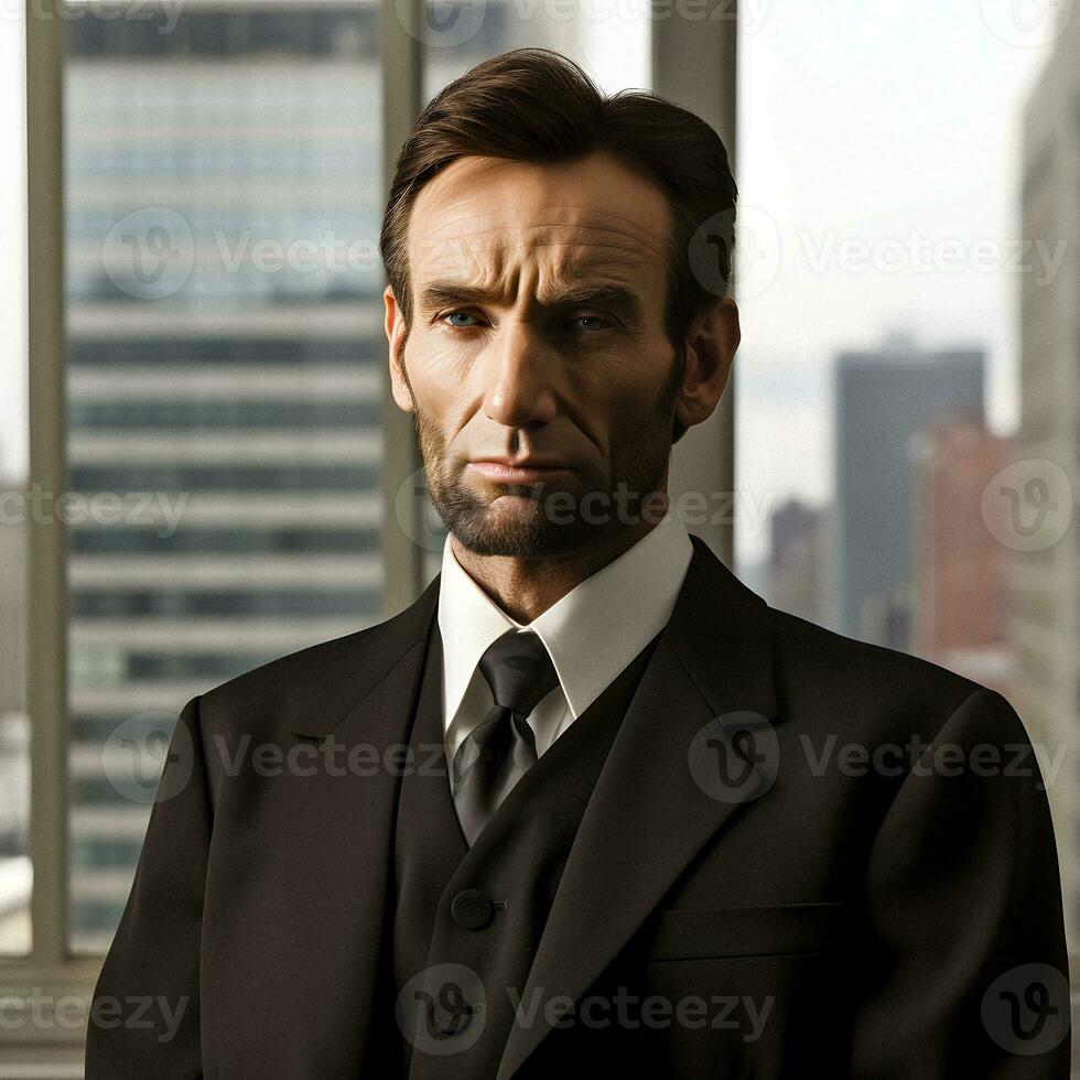 Contemporary Portrayal Abraham Lincoln in Modern Attire   generativa ai photo