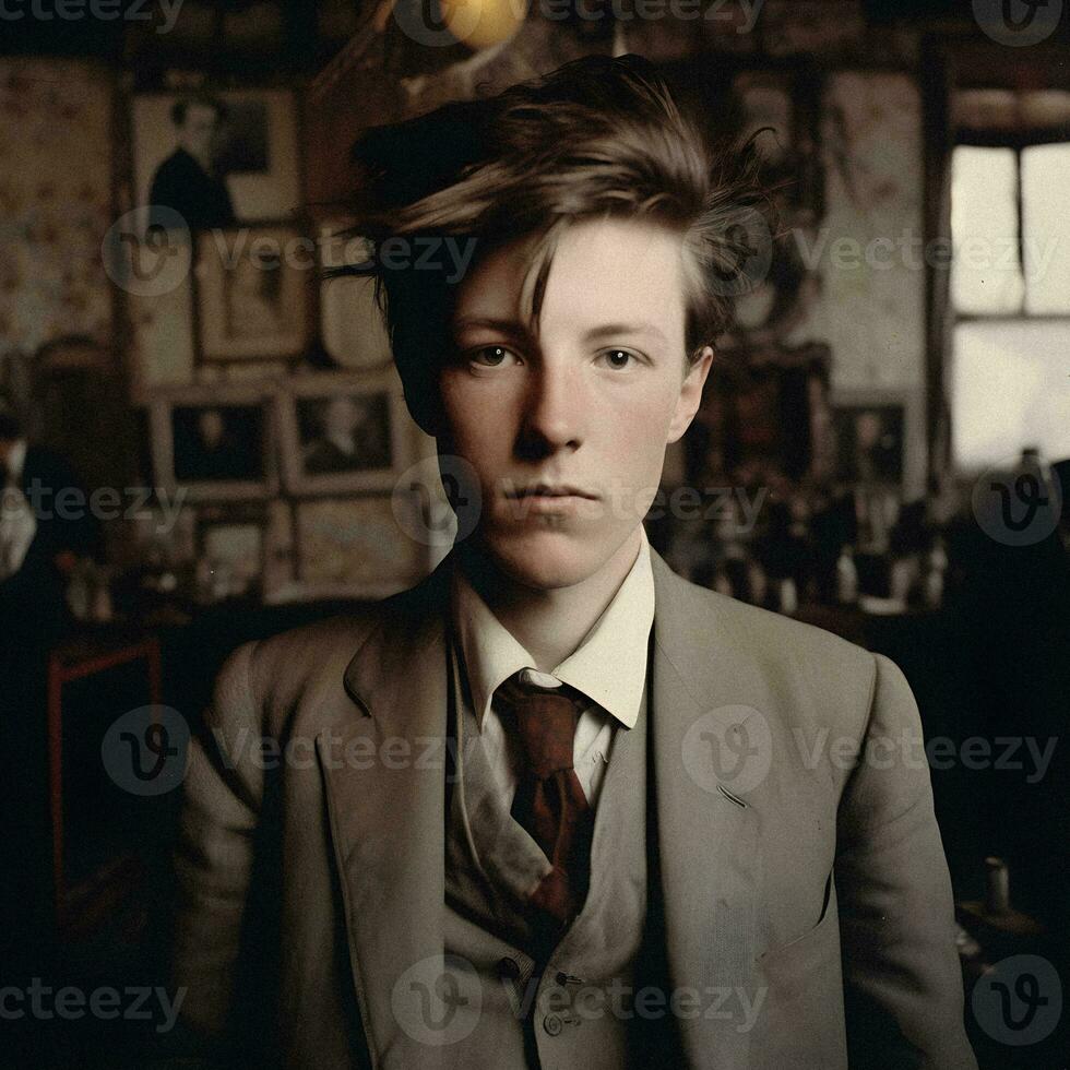 generativo ai retrato Arturo rimbaud como un moderno adolescente foto