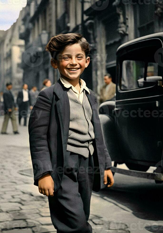 Joyful Youngster in the Streets of Paris   generative ai photo