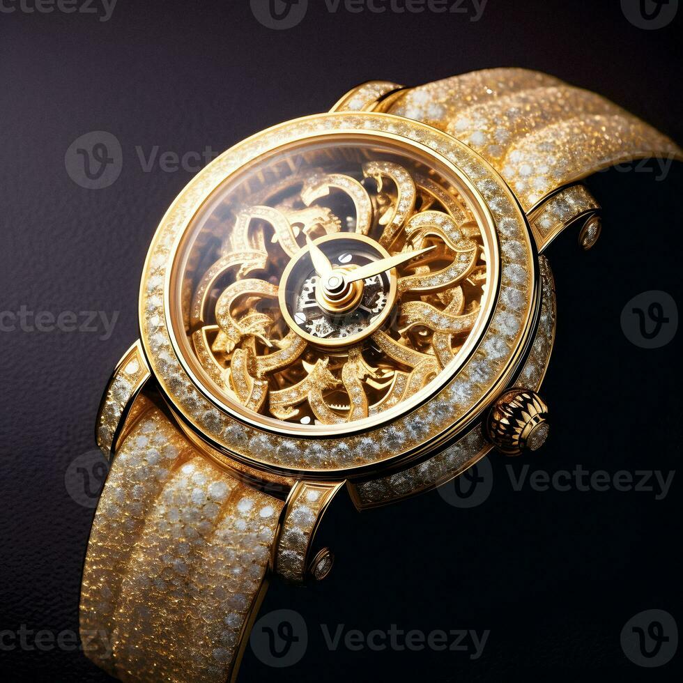 Elegance in Gold Luxury Generative AI Golden Watch photo