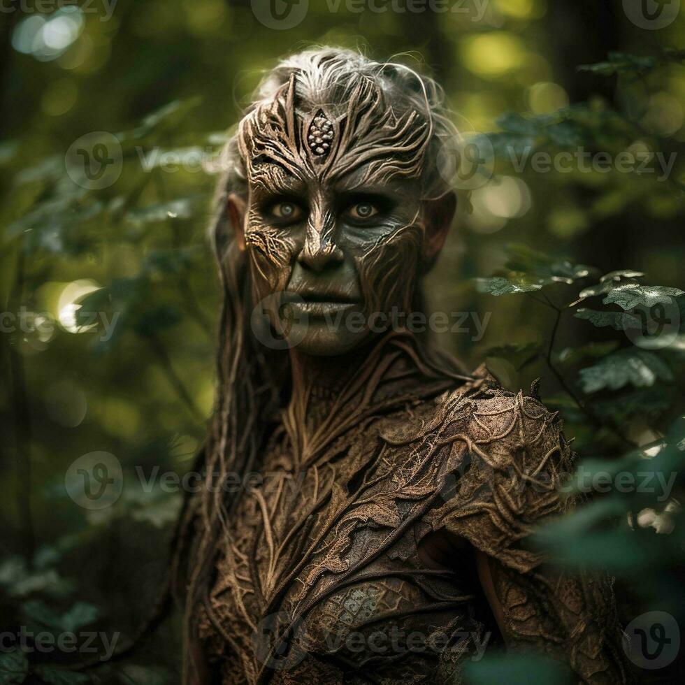 Enchanted Woodland Creature Half Human, Half Forest Spirit   generative AI photo