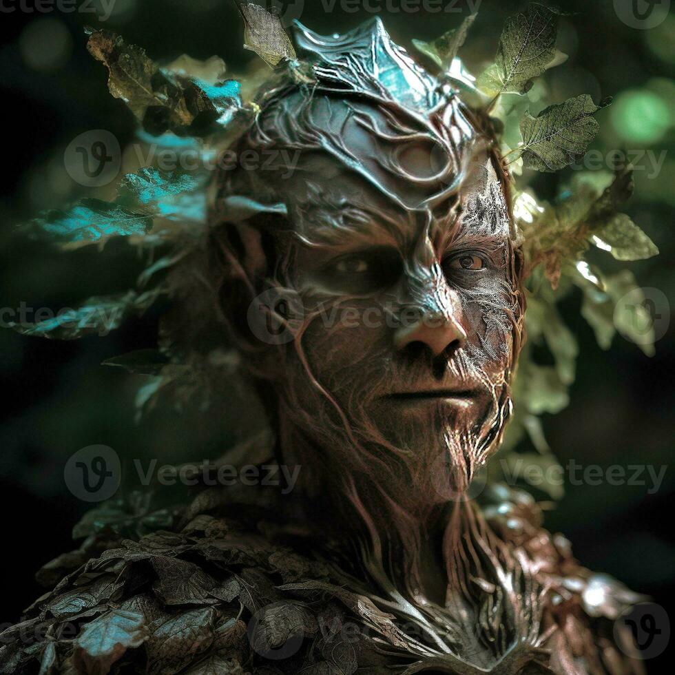 Enchanted Woodland Creature Half Human, Half Forest Spirit   generative AI photo