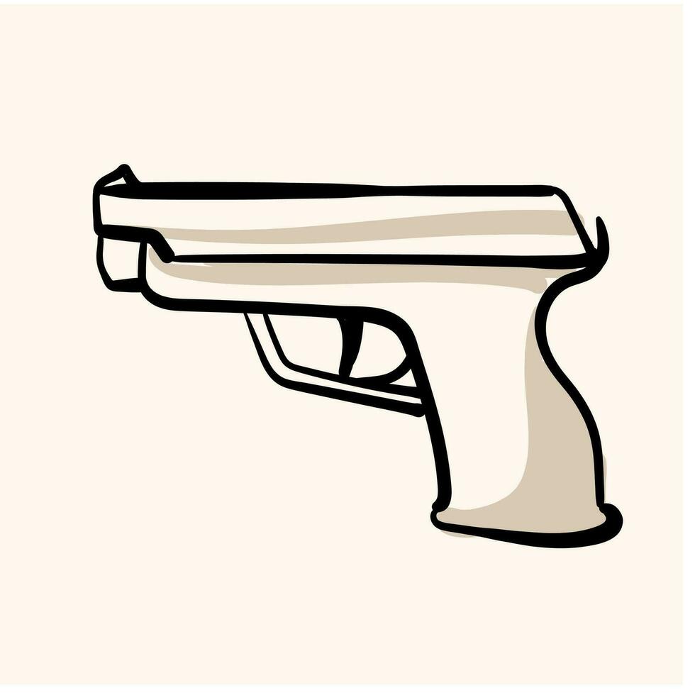 pistola vector bosquejo garabatear arte lineal mano dibujado pistola icono. pistola bosquejo garabatear para infografía, sitio web o aplicación