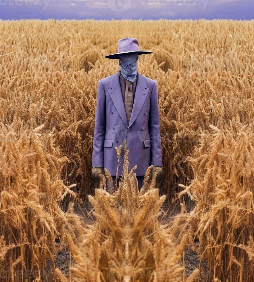 AI Enigmatic Scarecrow A Symphony of Elegance in the Field photo