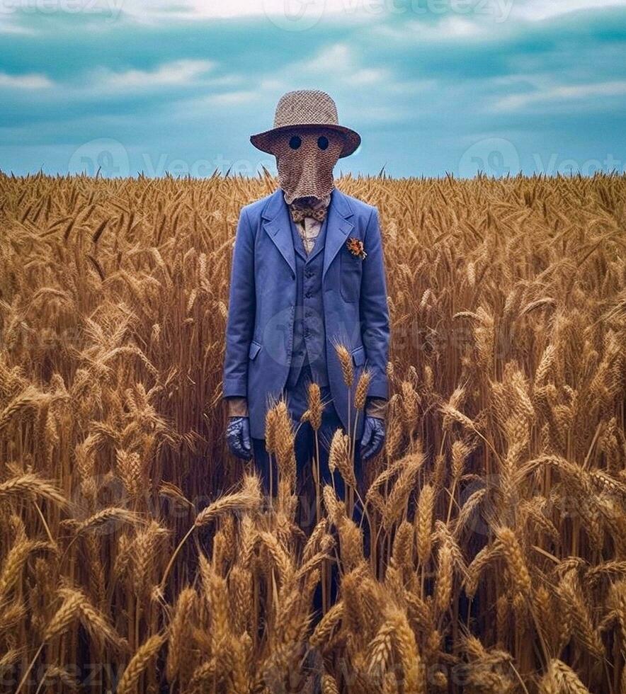 AI Enigmatic Scarecrow A Symphony of Elegance in the Field photo