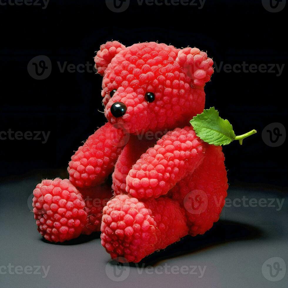 Whimsical Raspberry Teddy Bear Generative AI Art photo