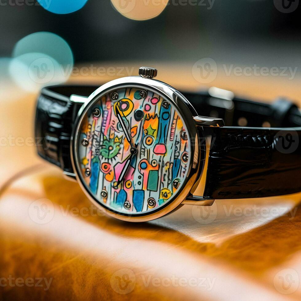 Innovative Outsider Art Watch Design   generative ai photo