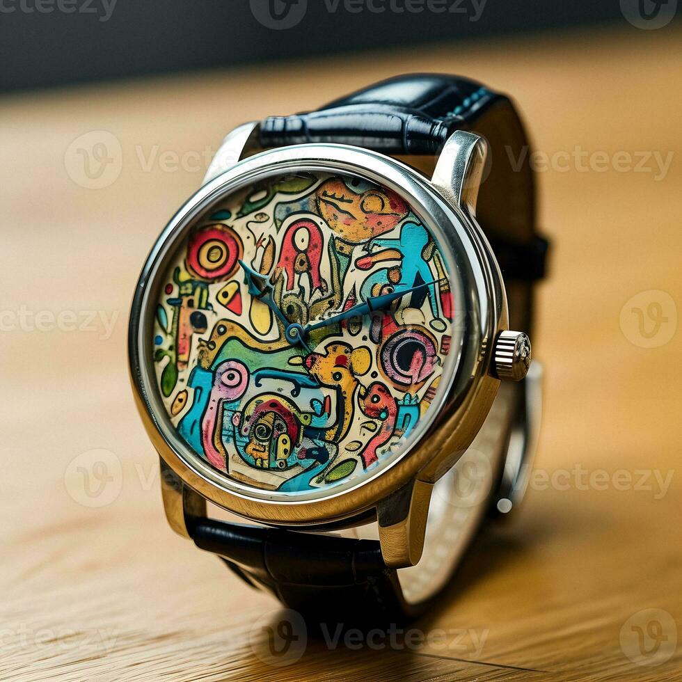 Innovative Outsider Art Watch Design   generative ai photo