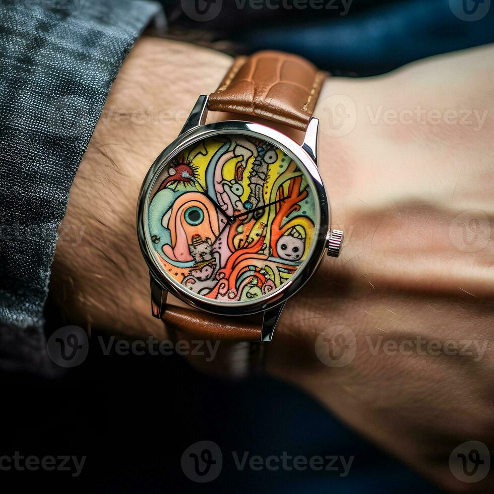 Innovative Outsider Art Watch Design   generative ai photo
