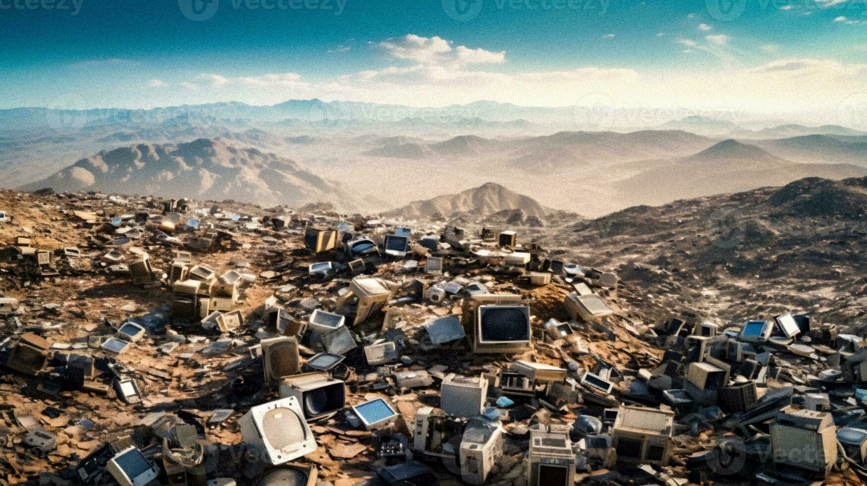 Monument of Waste Generative AI's Vision of a Gigantic Garbage Mountain photo
