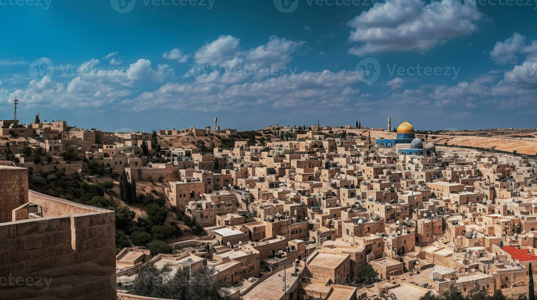 wide view of jerusalem   generative AI photo