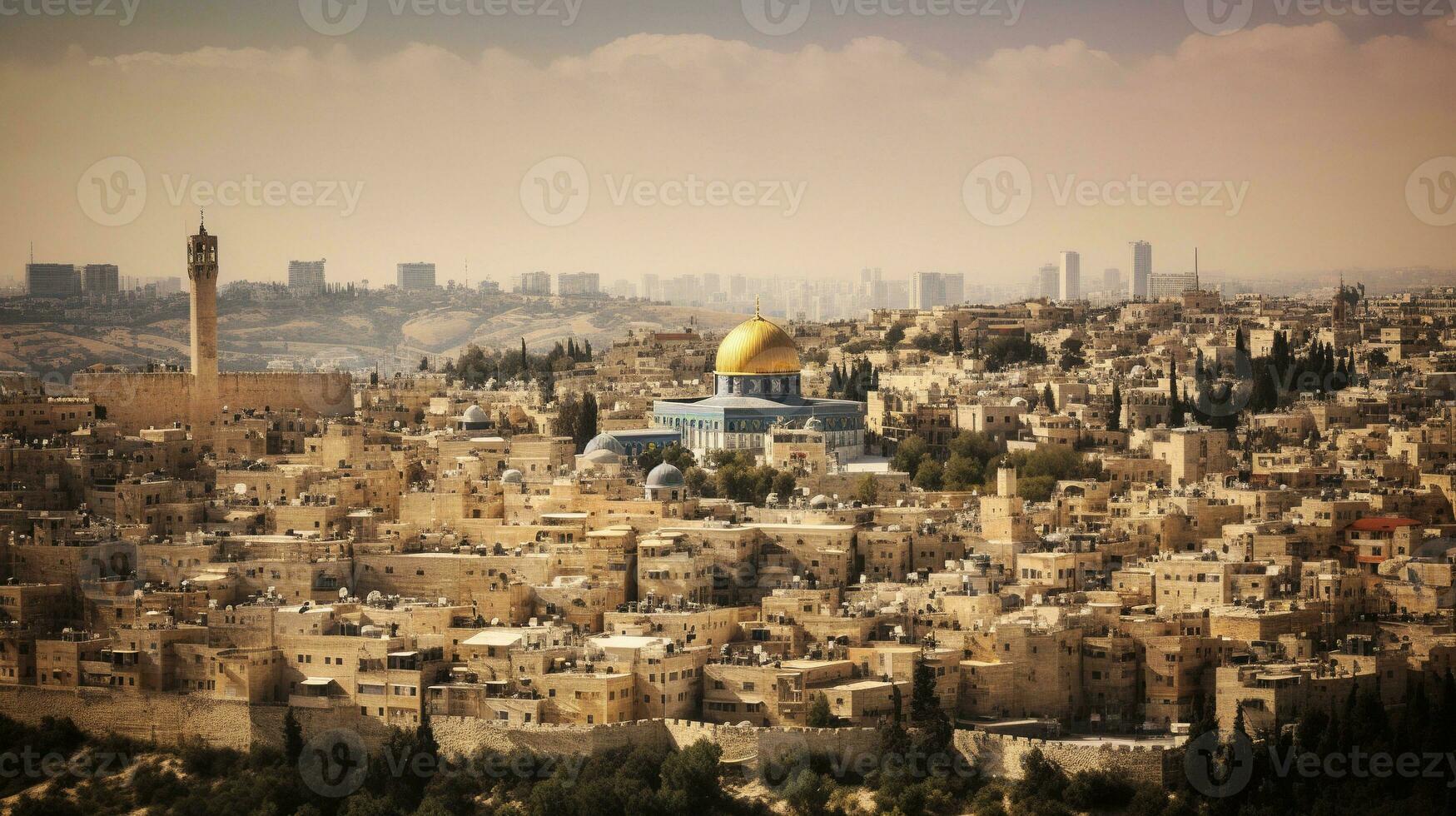 wide view of jerusalem   generative AI photo