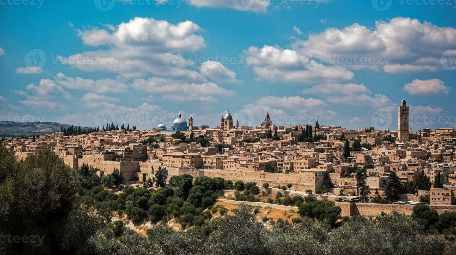 wide view of jerusalem   generative AI photo