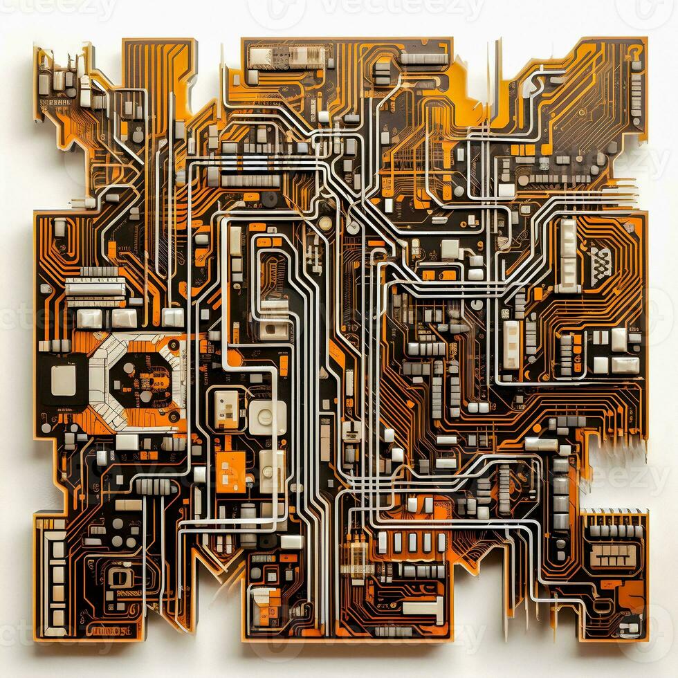 Futuristic AI Circuits Board Perfect Top View photo