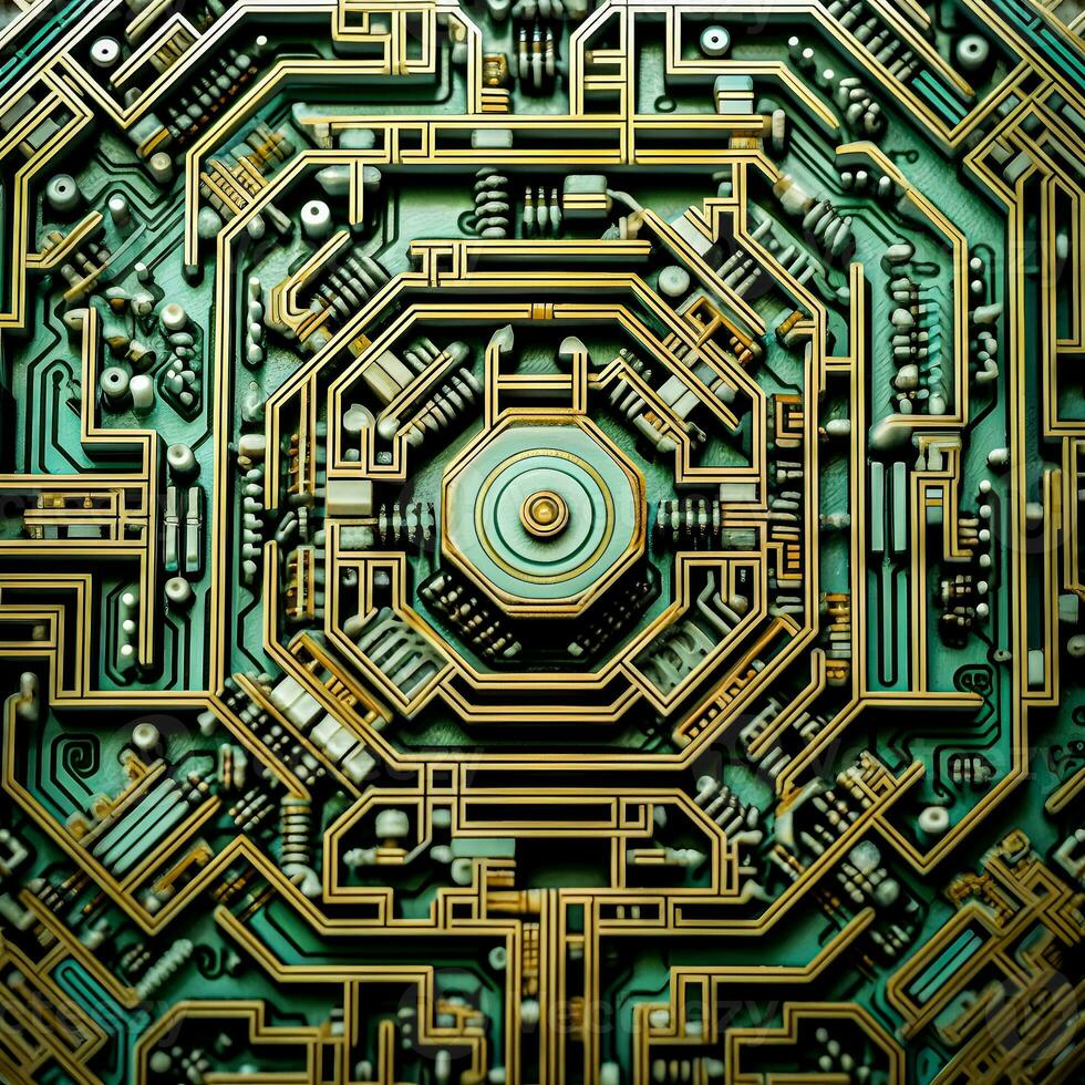 AI Generated Circuit Board Maze photo