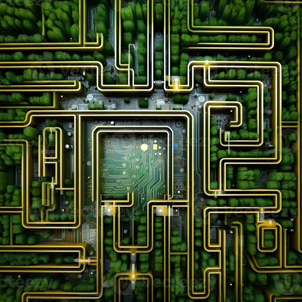 AI Generated Circuit Board Maze photo