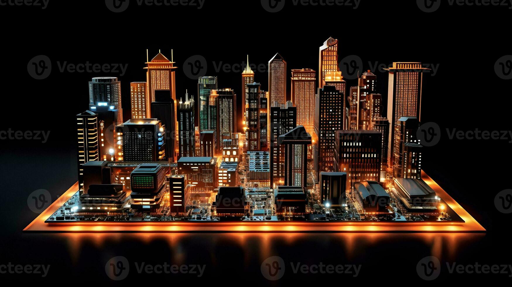 City of Circuits   a computer motherboard resembling a city, image generated by ai photo