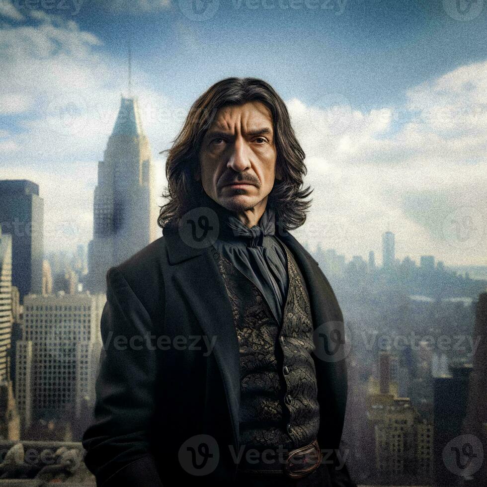 Rene Descartes Modern Philosopher and Entrepreneur in Elegant Attire photo