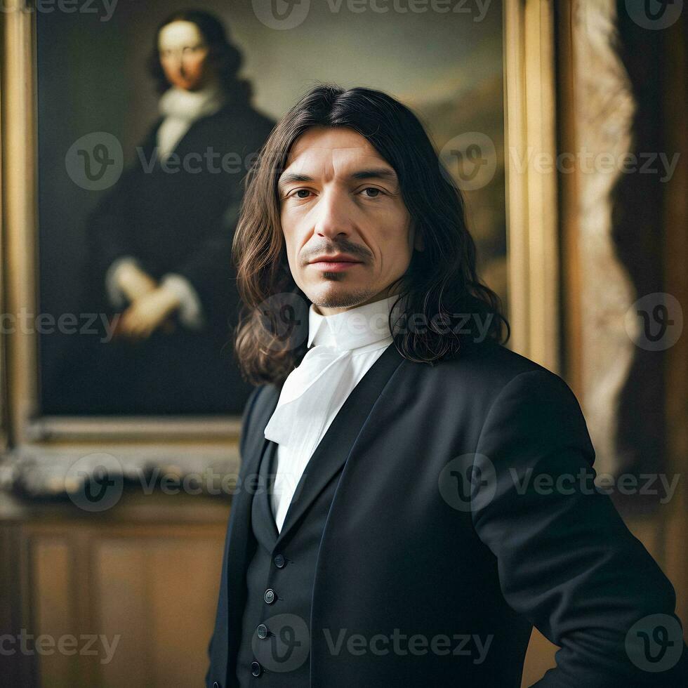 Modern Philosopher Rene Descartes Reimagined with Generative AI photo