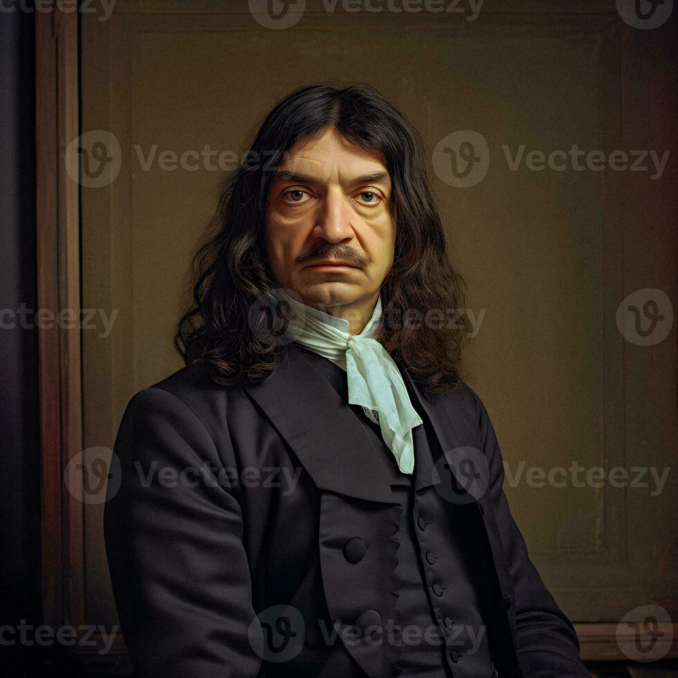 Modern Philosopher Rene Descartes Reimagined with Generative AI photo