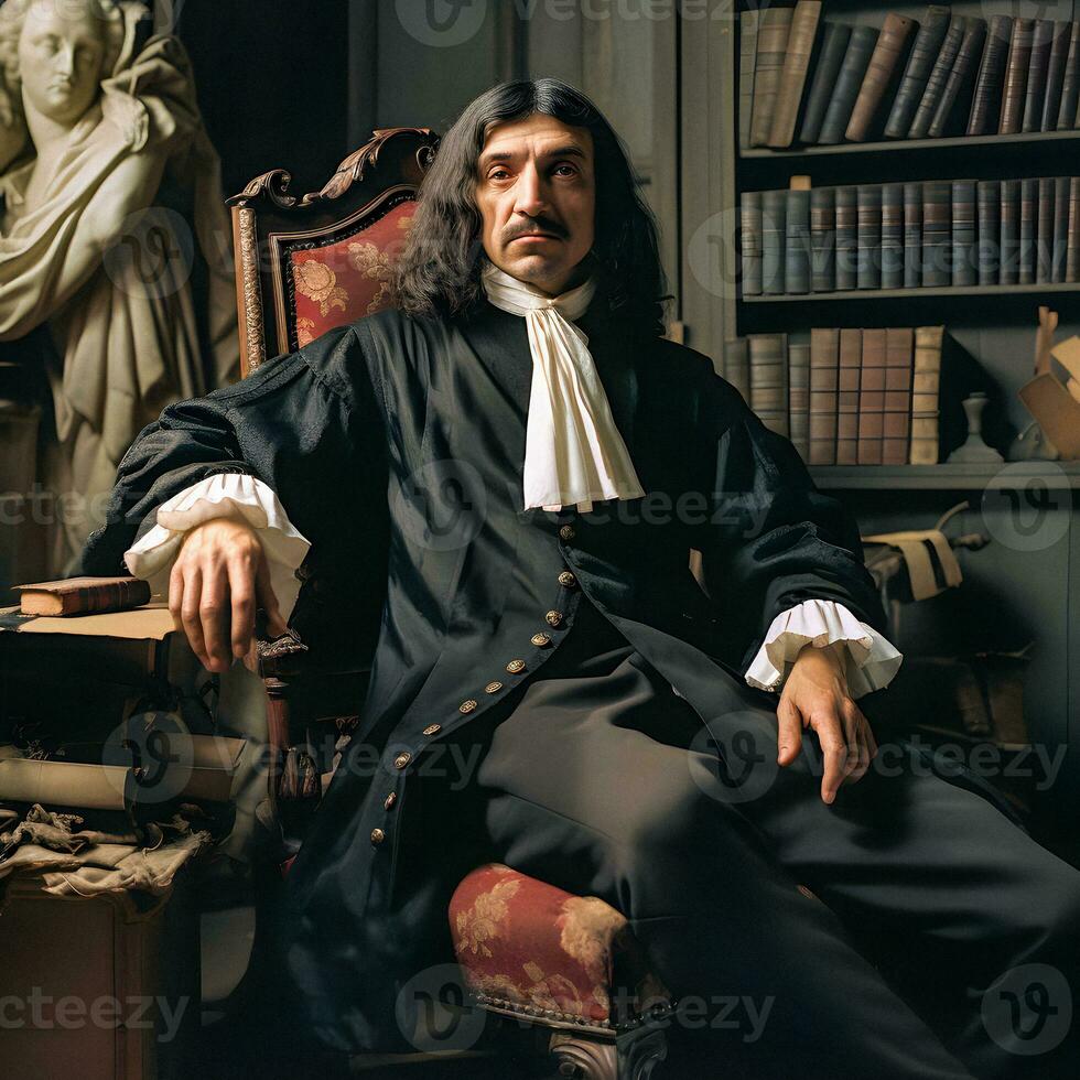 Modern Philosopher Rene Descartes Reimagined with Generative AI photo