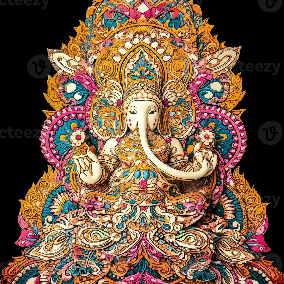 Divine Creation AI Generated Exquisite Ganesh Sculpture photo