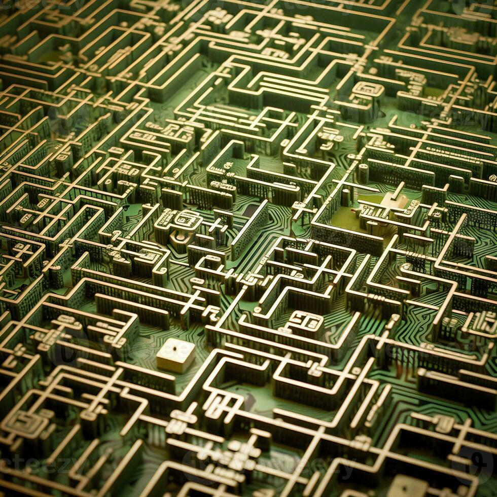 AI Generated Maze on Circuit Board photo