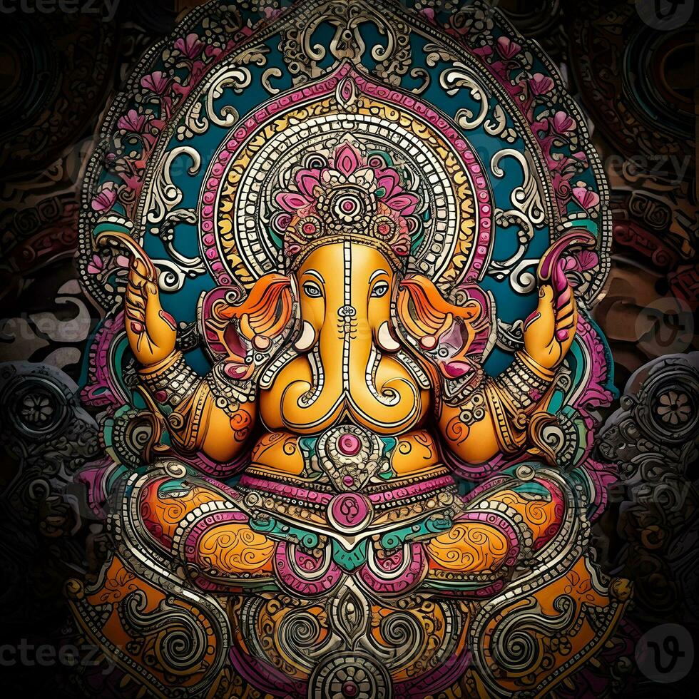 Divine Creation AI Generated Exquisite Ganesh Sculpture photo
