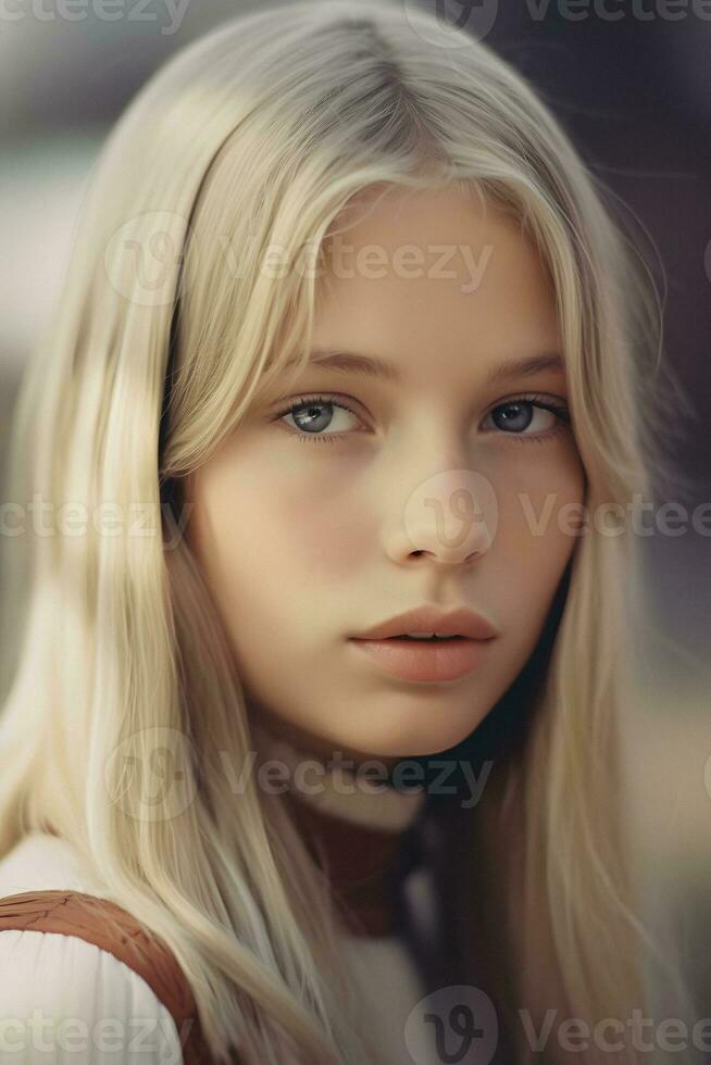 Blonde Beauty Generative AI Portrait of a Superb Young Woman photo