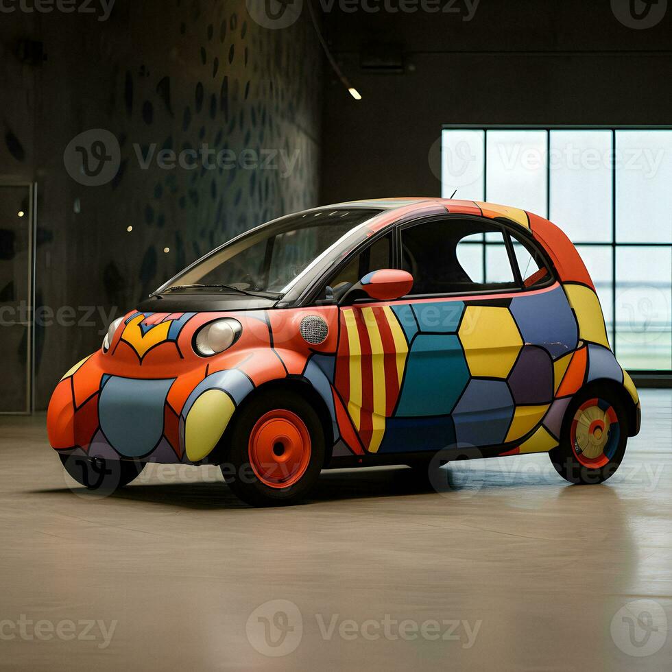 Modern Car Design Paul Klee Inspired Generative AI Art photo