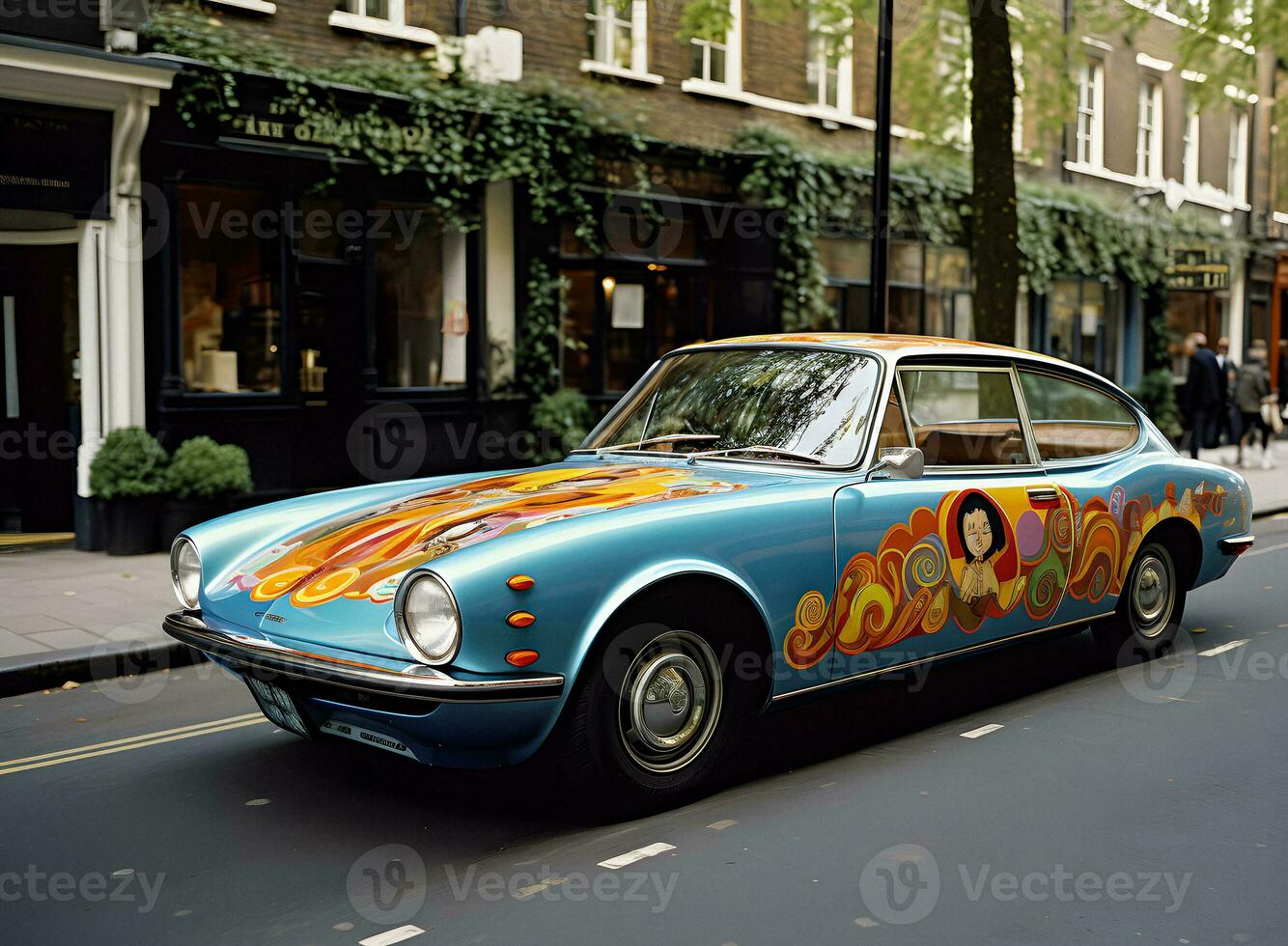 psicodélico coche un retro futurismo renacimiento foto