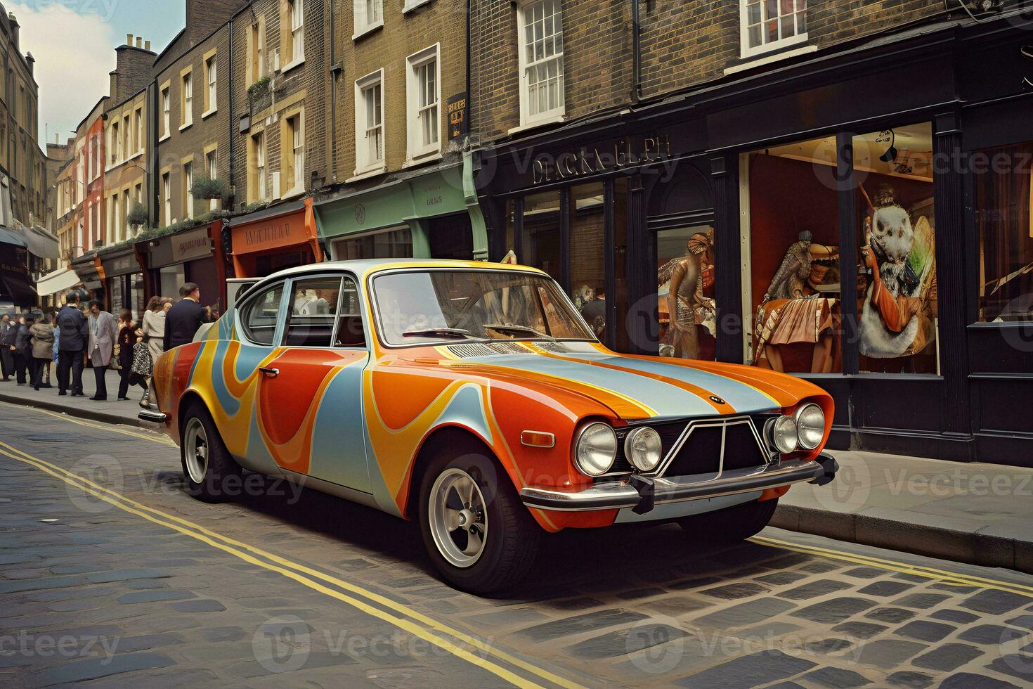 psicodélico coche un retro futurismo renacimiento foto