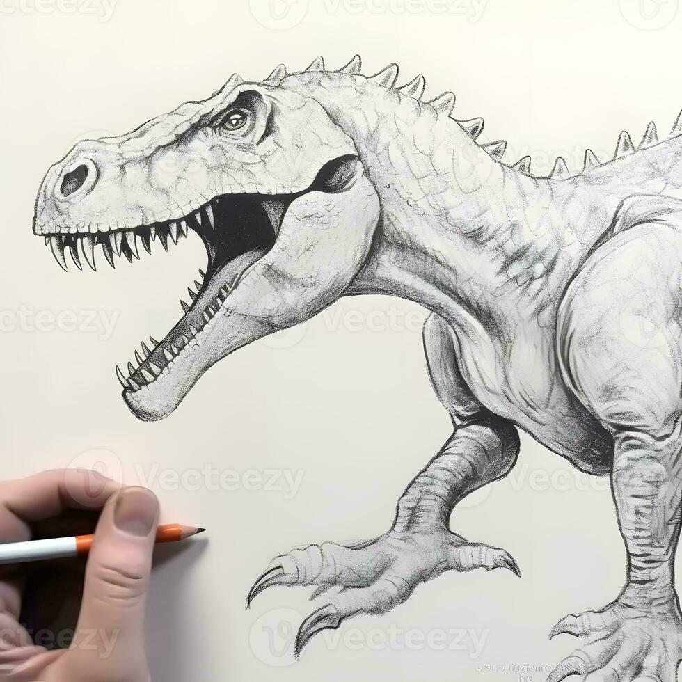 Evolutionary Sketch Dynamic Dinosaur in Progress   generative ai photo