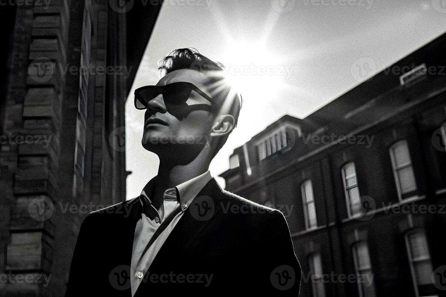 Dramatic Noir  Blanc Elegant Man in Luxury Advertisement Style   AI Generated Image photo